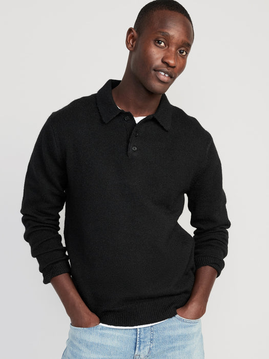 Long-Sleeve Polo Pullover Sweater for Men