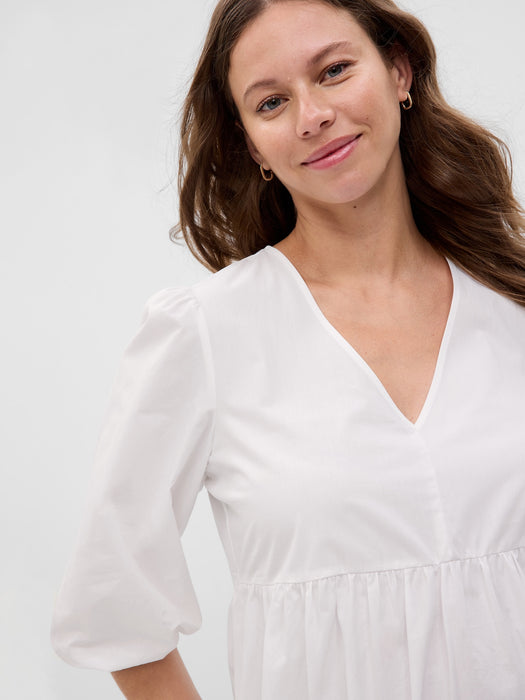 Maternity Poplin Tiered Top