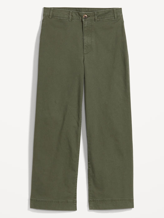 High-Waisted Crop Chino Wide-Leg Pants