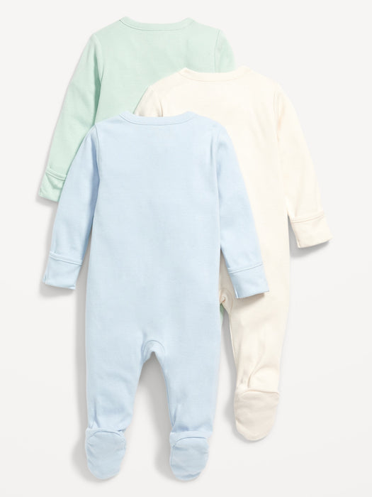 Unisex 3-Pack Sleep & Play 2-Way-Zip Footed One-Piece for Baby