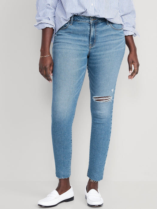 Mid-Rise Rockstar Super-Skinny Cut-Off Ankle Jeans