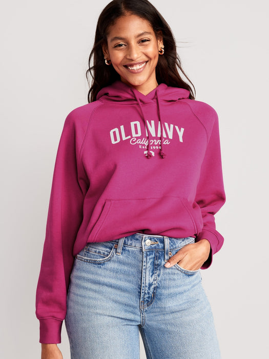 Oversized Fleece Logo Graphic Hoodie for Women