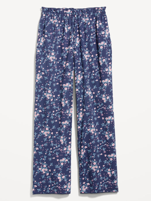 High-Waisted Floral Wide-Leg Pajama Pants for Women