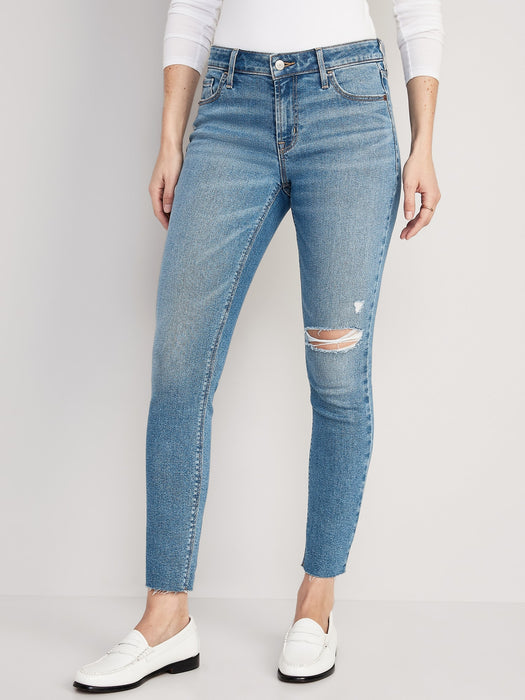 Mid-Rise Rockstar Super-Skinny Cut-Off Ankle Jeans