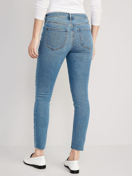 Mid-Rise Rockstar Super-Skinny Cut-Off Ankle Jeans