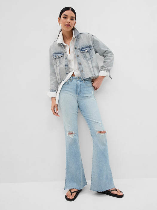 Oversized Cropped Denim Jacket with Washwell