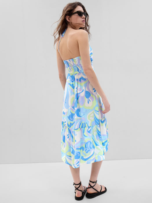 V-Neck Halter Midi Dress