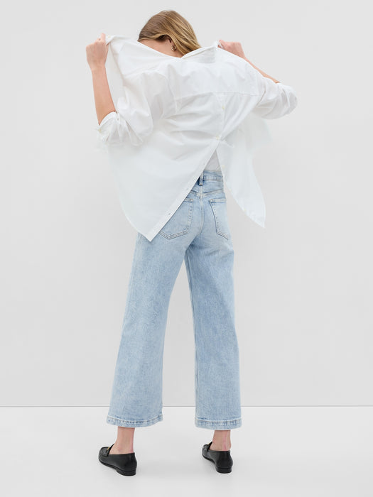 High Rise Stride Wide-Leg Ankle Jeans