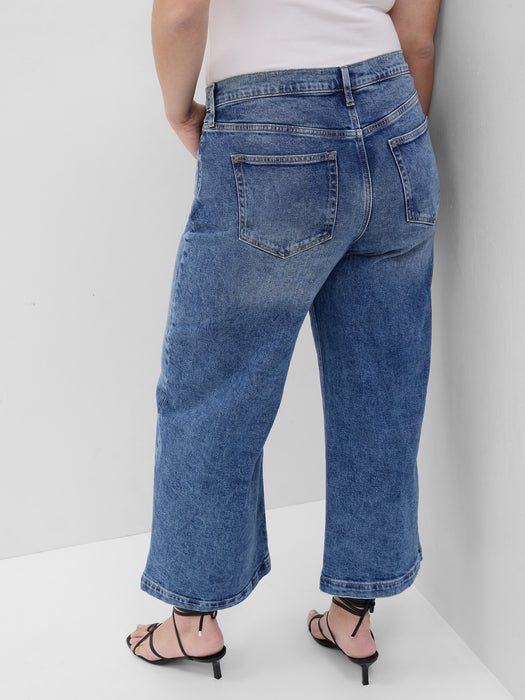 High Rise Stride Wide-Leg Ankle Jeans