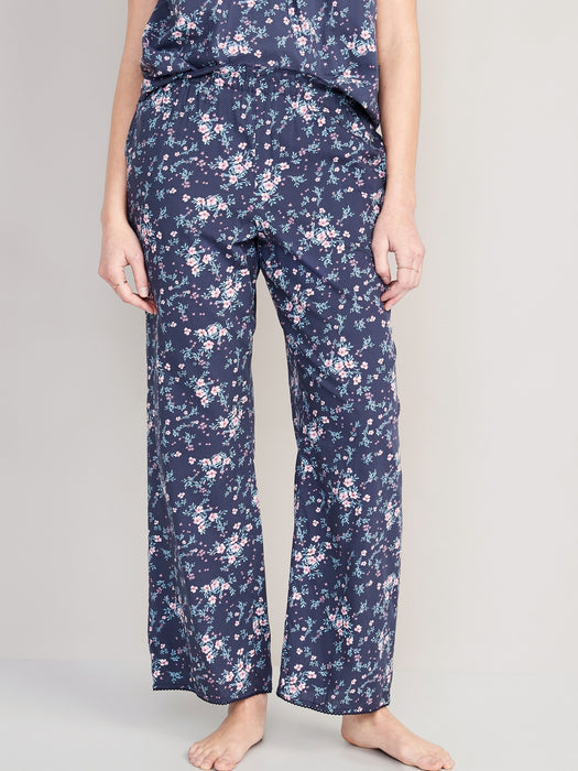 High-Waisted Floral Wide-Leg Pajama Pants for Women