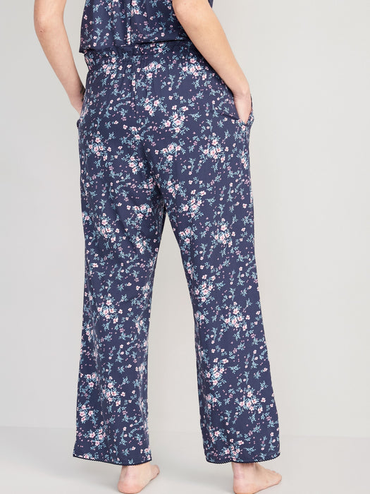 High-Waisted Floral Wide-Leg Pajama Pants for Women