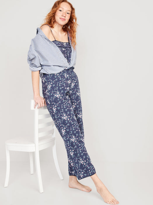 High-Waisted Floral Wide-Leg Pajama Pants for Women