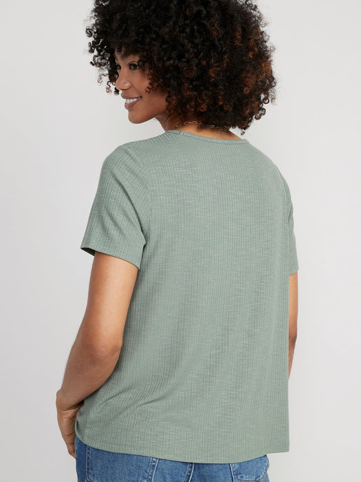 Luxe Ribbed Slub-Knit T-Shirt