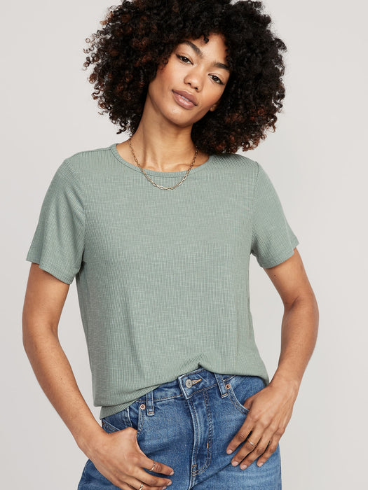 Luxe Ribbed Slub-Knit T-Shirt