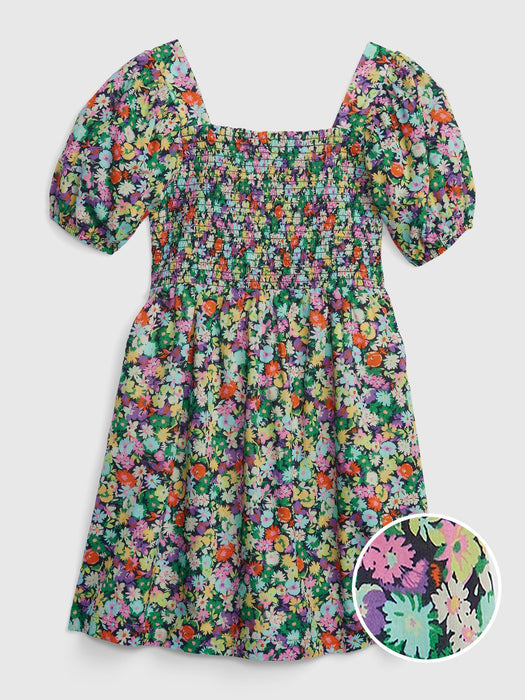 Kids Smocked Puff Sleeve Dress