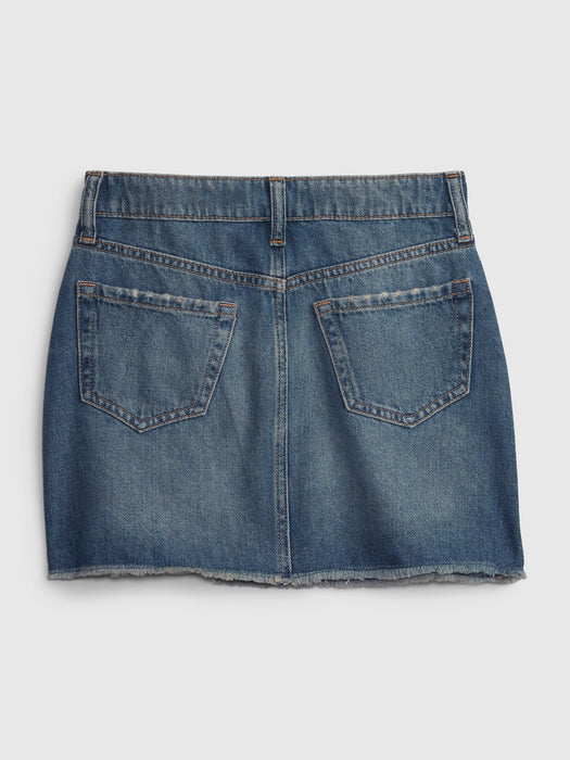 Kids High Rise Denim Skirt