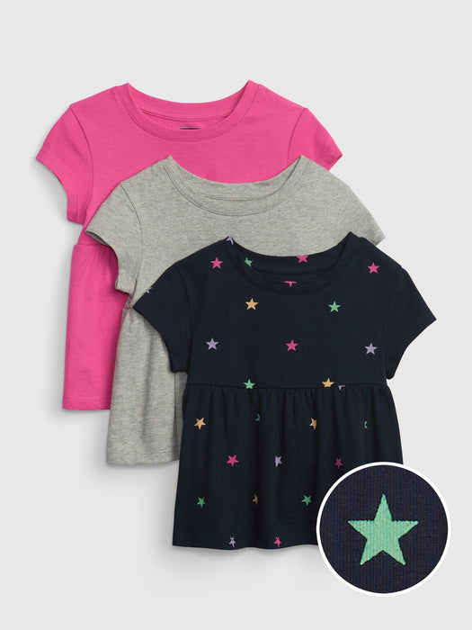 Toddler Organic Cotton Mix and Match Peplum Top (3-Pack)