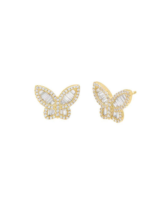 Pave x Baguette Butterfly Stud Earring