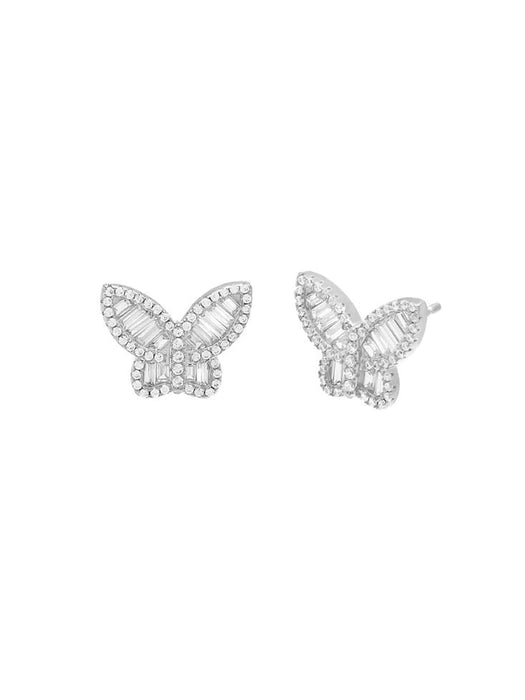 Pave x Baguette Butterfly Stud Earring