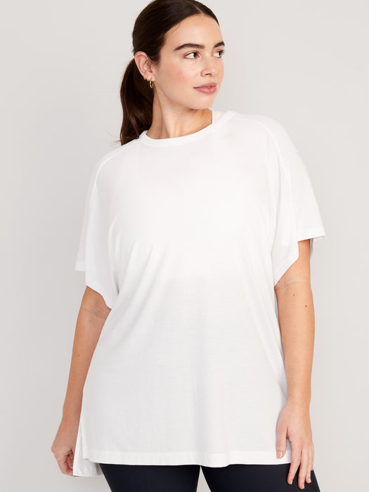 Oversized UltraLite Rib-Panel Tunic T-Shirt for Women