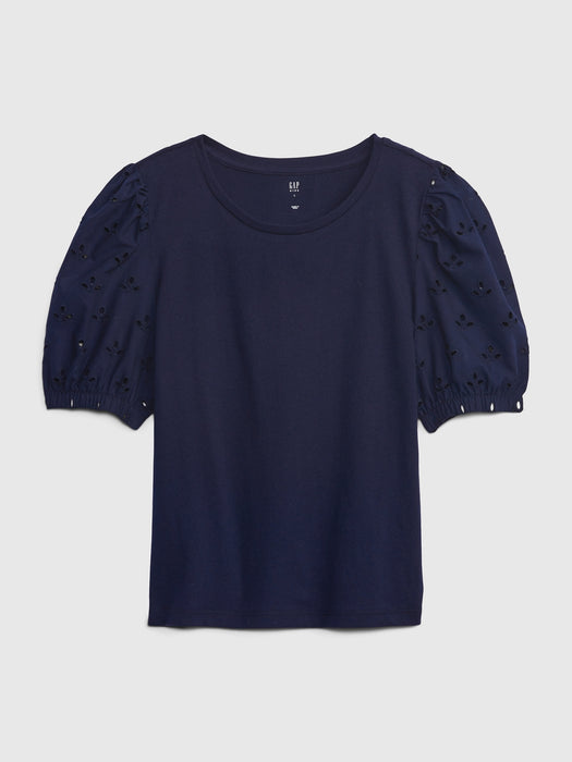 Kids Eyelet Puff Sleeve Top