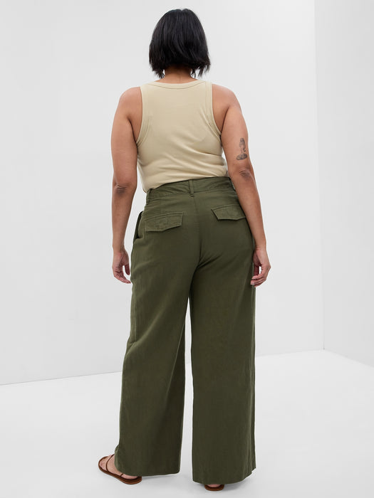 Linen-Cotton Pleated Pants