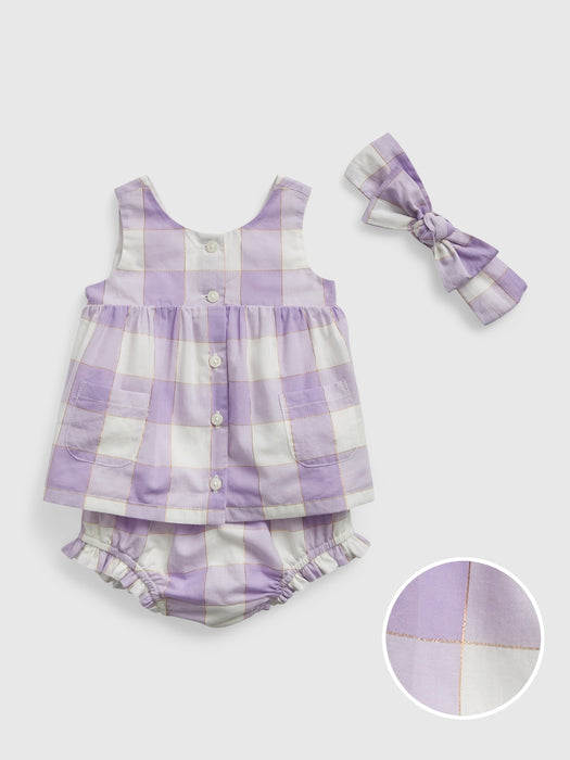 Baby Shiny Gingham Outfit Set