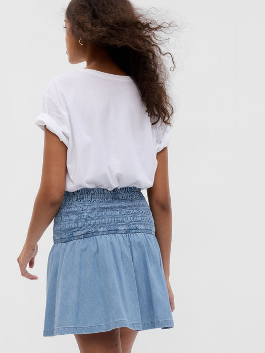 LENZING&#153 TENCEL&#153 Lyocell Smocked Denim Mini Skirt with Washwell