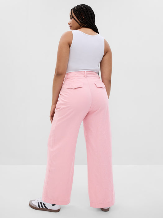 Linen-Cotton Pleated Pants