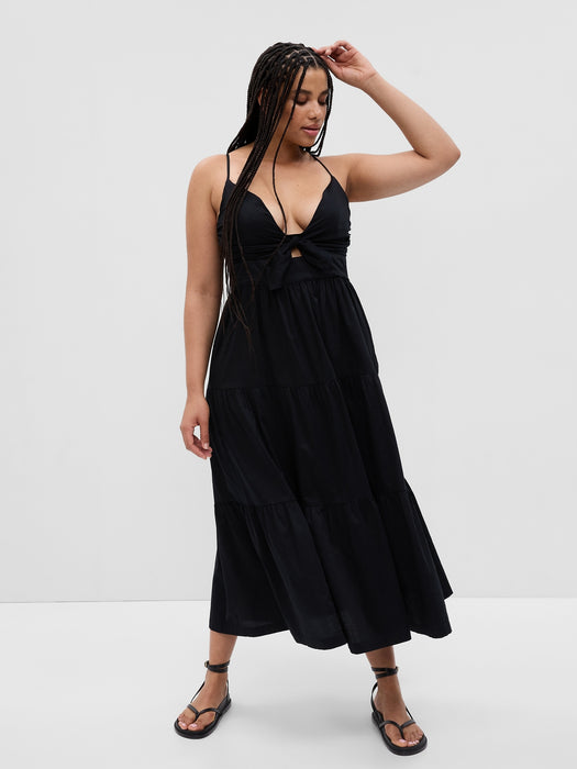 Tie-Front Cutout Maxi Dress