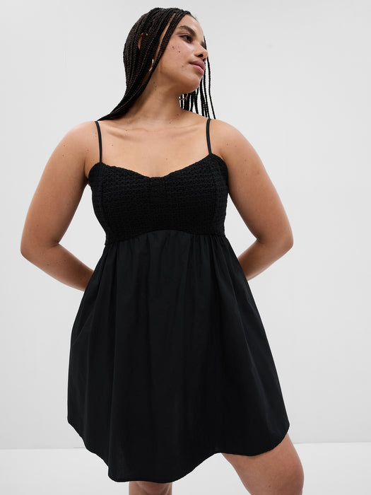 Eyelet Empire Waist Mini Dress