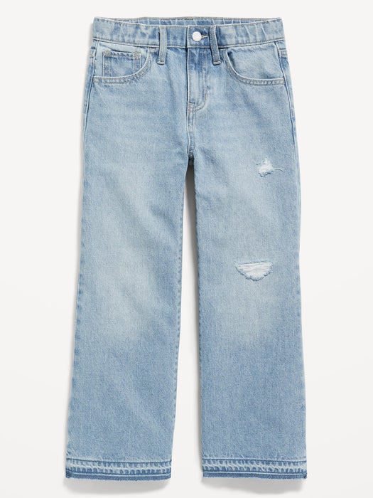 High-Waisted Baggy Ripped Wide-Leg Jeans for Girls