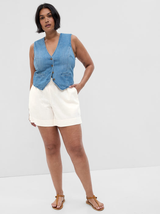 Linen-Blend Pull-On Shorts