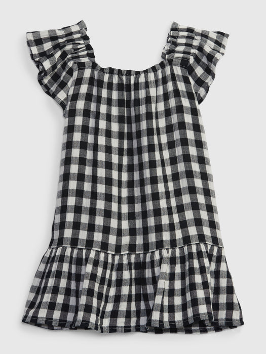 Toddler Crinkle Gauze Gingham Tiered Dress