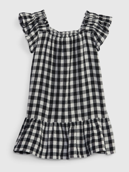 Toddler Crinkle Gauze Gingham Tiered Dress