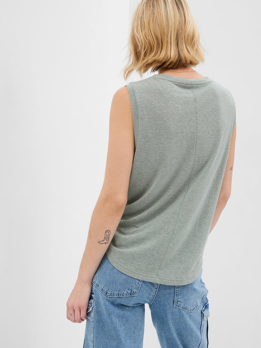 Linen-Blend Shell Tank Top