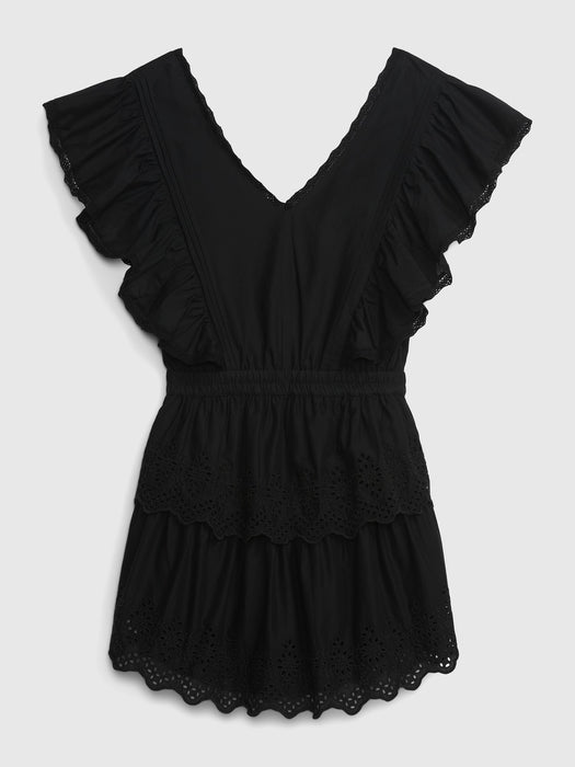 PROJECT GAP 100% Organic Cotton Eyelet Ruffle Mini Dress