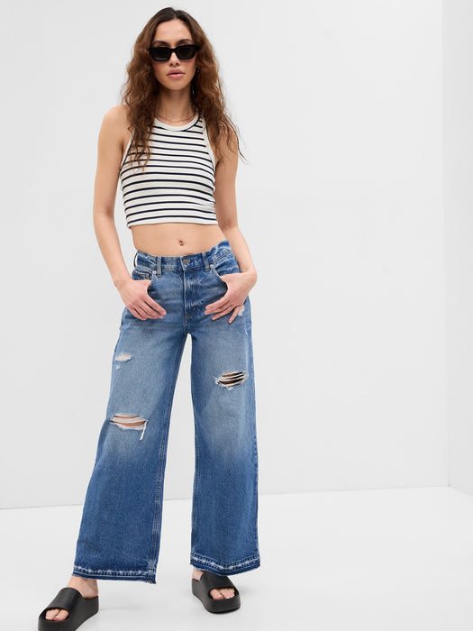 PROJECT GAP Low Rise Wide Baggy Jeans with Washwell