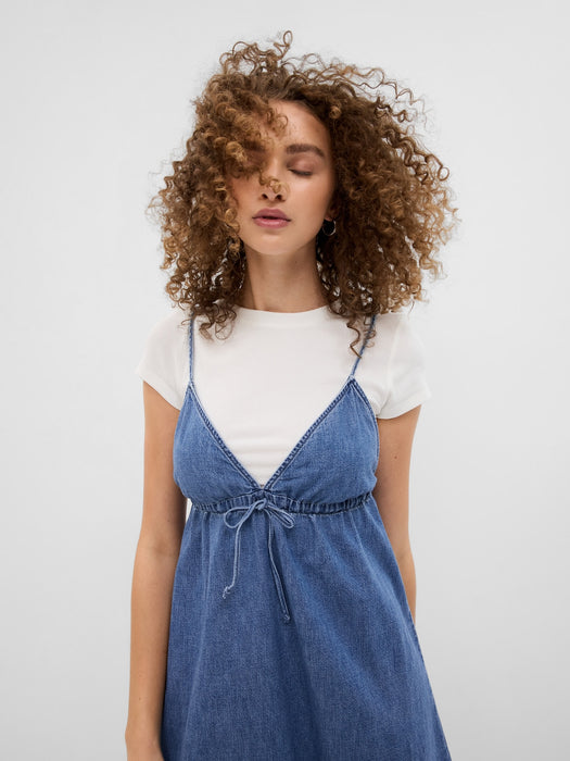 PROJECT GAP Denim Tie-Front Mini Dress