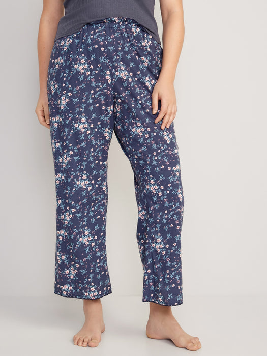 High-Waisted Floral Wide-Leg Pajama Pants for Women