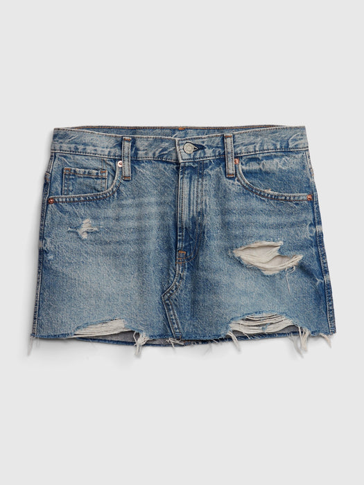 PROJECT GAP Low Rise Denim Mini Skirt with Washwell