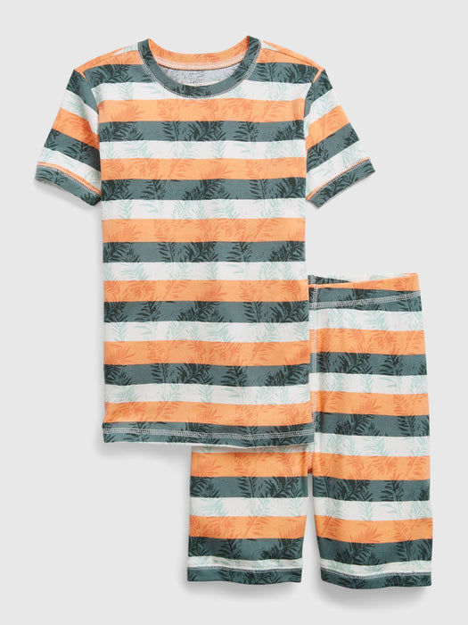 Kids 100% Organic Cotton Tropical Stripe PJ Shorts Set