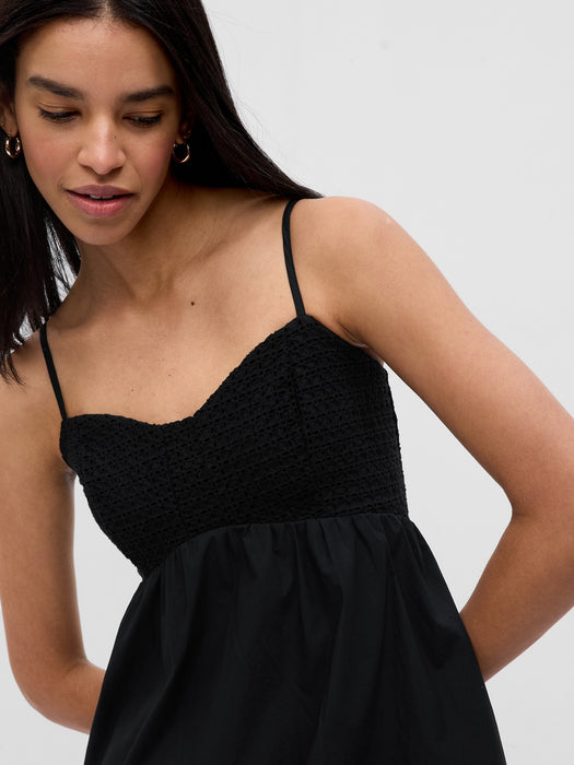 Eyelet Empire Waist Mini Dress