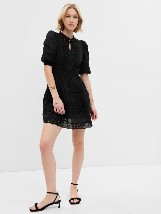 Puff Sleeve Lace Mini Dress