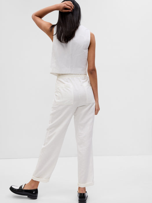 Linen-Cotton Pull-On Pants