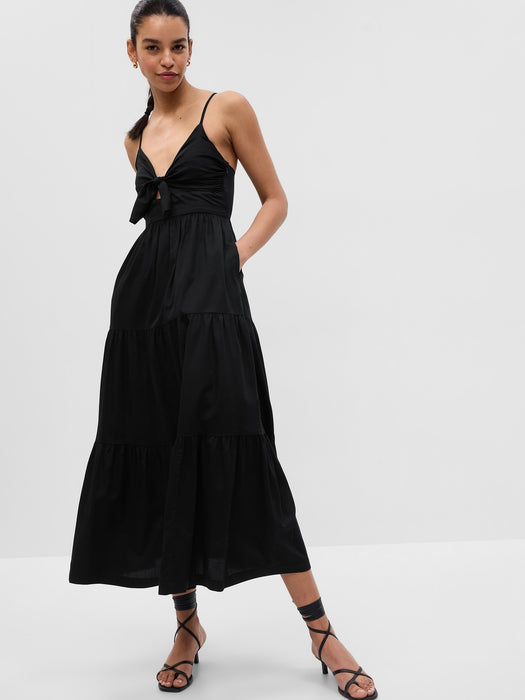 Tie-Front Cutout Maxi Dress