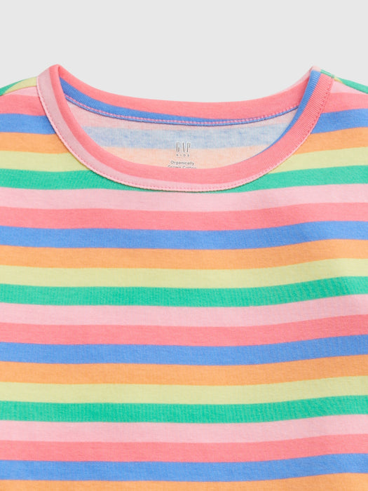 Kids 100% Organic Cotton Rainbow Stripe PJ Shorts Set