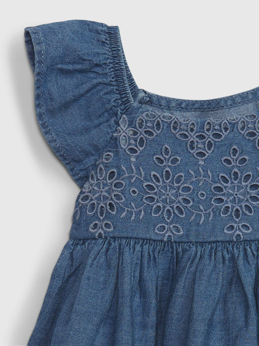 Baby Eyelet Denim Dress with Washwell