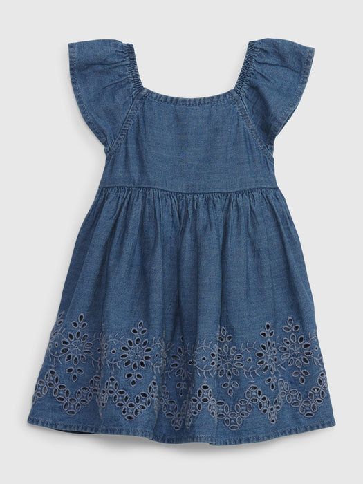 Baby Eyelet Denim Dress with Washwell