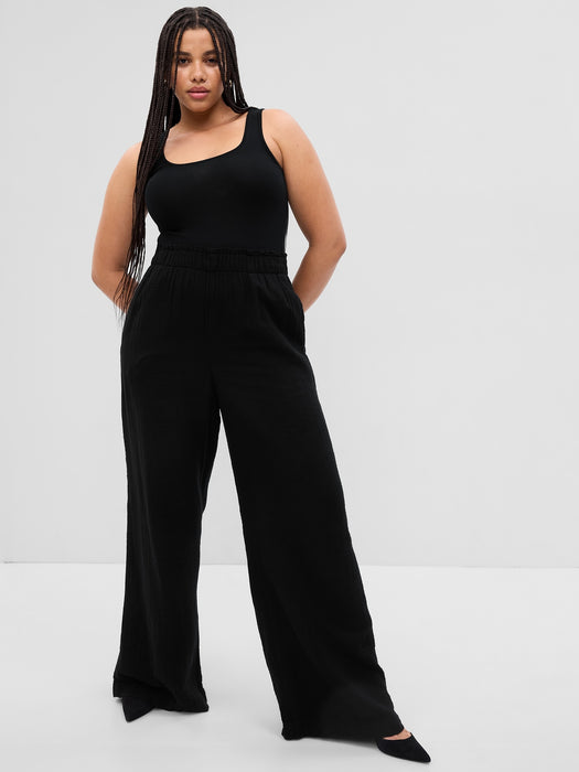 Crinkle Gauze Wide-Leg Pants